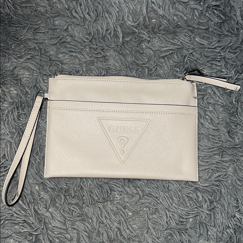 GUESS Cream Wristlet Clutch